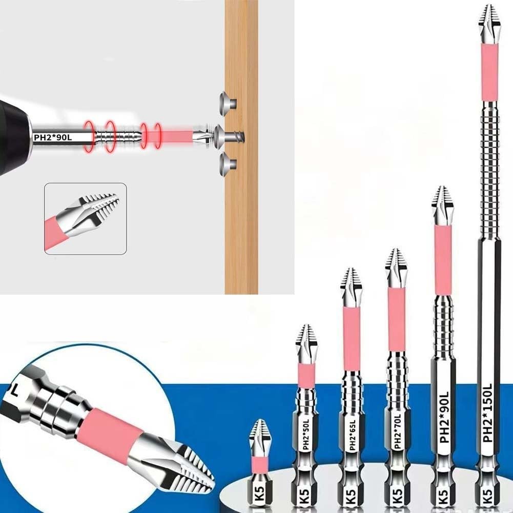 Bit per trapano PH2 Magnetico 6.35mm, Punta in Acciaio K5 per dura(6PCS)