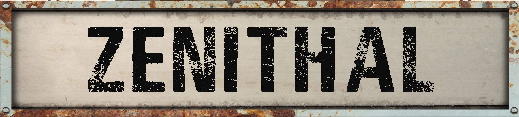 ZENITHAL 8" Rectangle White Weathered Painted Metal Rustic Look Magnet for use on Any Steel Surface