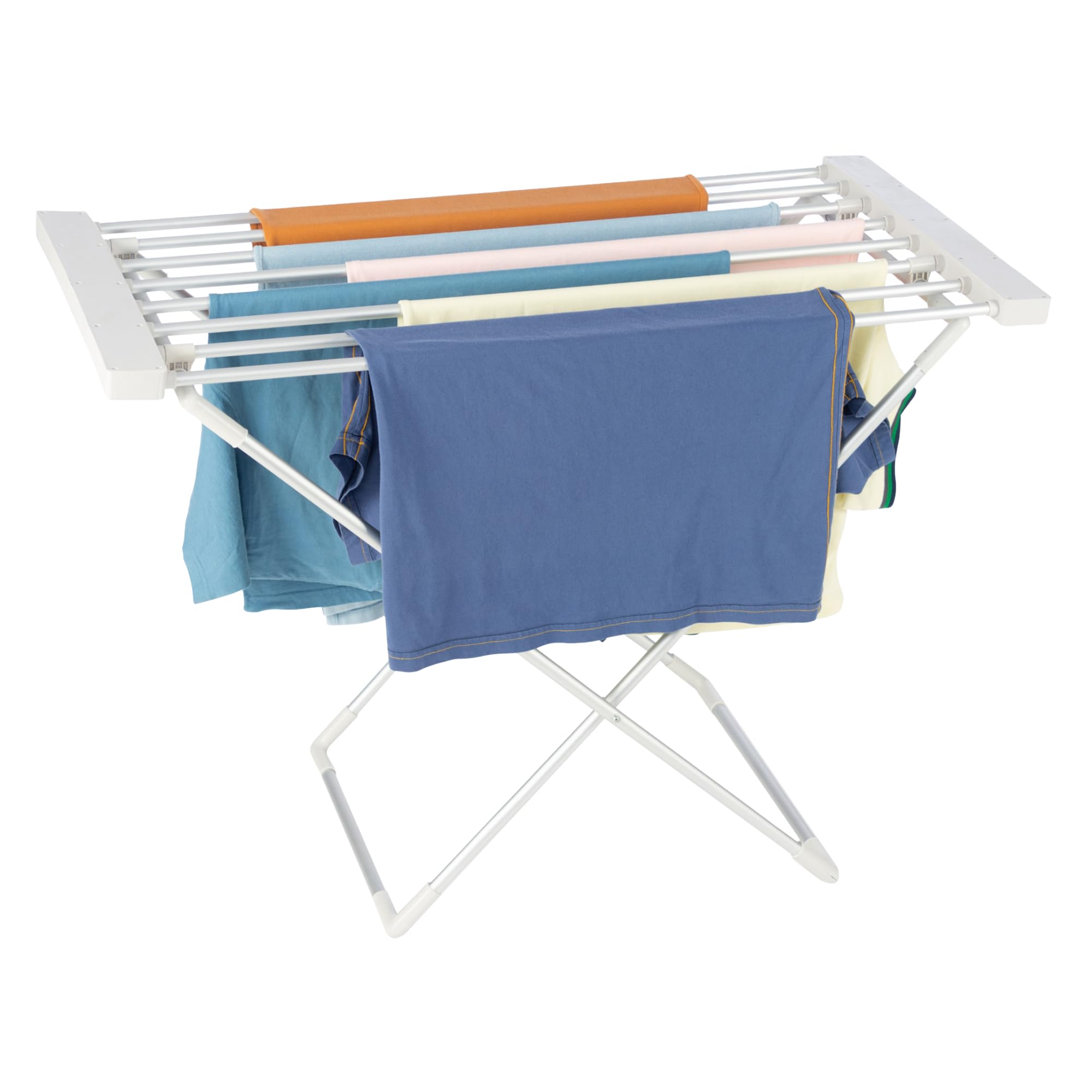 Homefront Silver 130W Electric Heated Clothes Airer – Lightweight Folding Indoor Dryer Rack With 8 Aluminium Heated Bars, Compact & Energy-Efficient Laundry Dryer, 6.5M Drying Space
