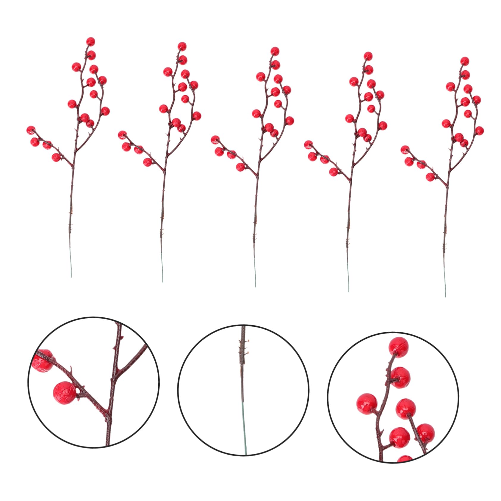 Cabilock Lot De 5 Branches De Houx Artificielles Élégantes pour Décoration De Maison Noël Mariage 10 Pièces X 5