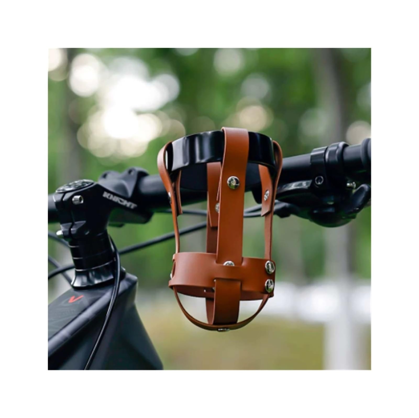 Soporte para bicicleta de aleación de aluminio + piel sintética, mango ajustable, hebilla, soporte de botella de estilo retro, para bicicleta de montaña, bicicleta de carretera (estilo D, 5 piezas)