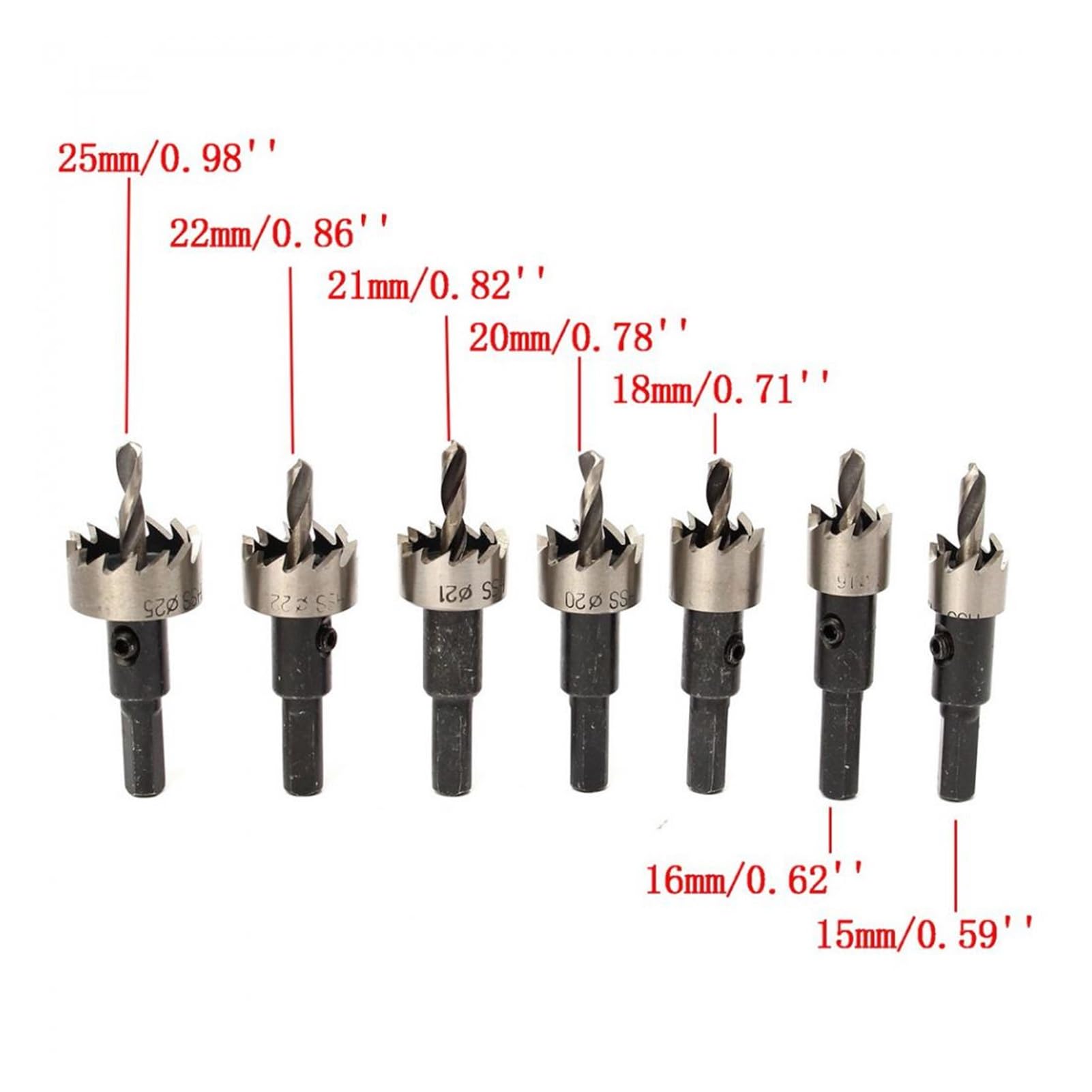 Zestaw 12 wierteł HSS 15-50 mm, piła otwornica, wiertło, narzędzie ręczne do drewna, stali nierdzewnej, metalu