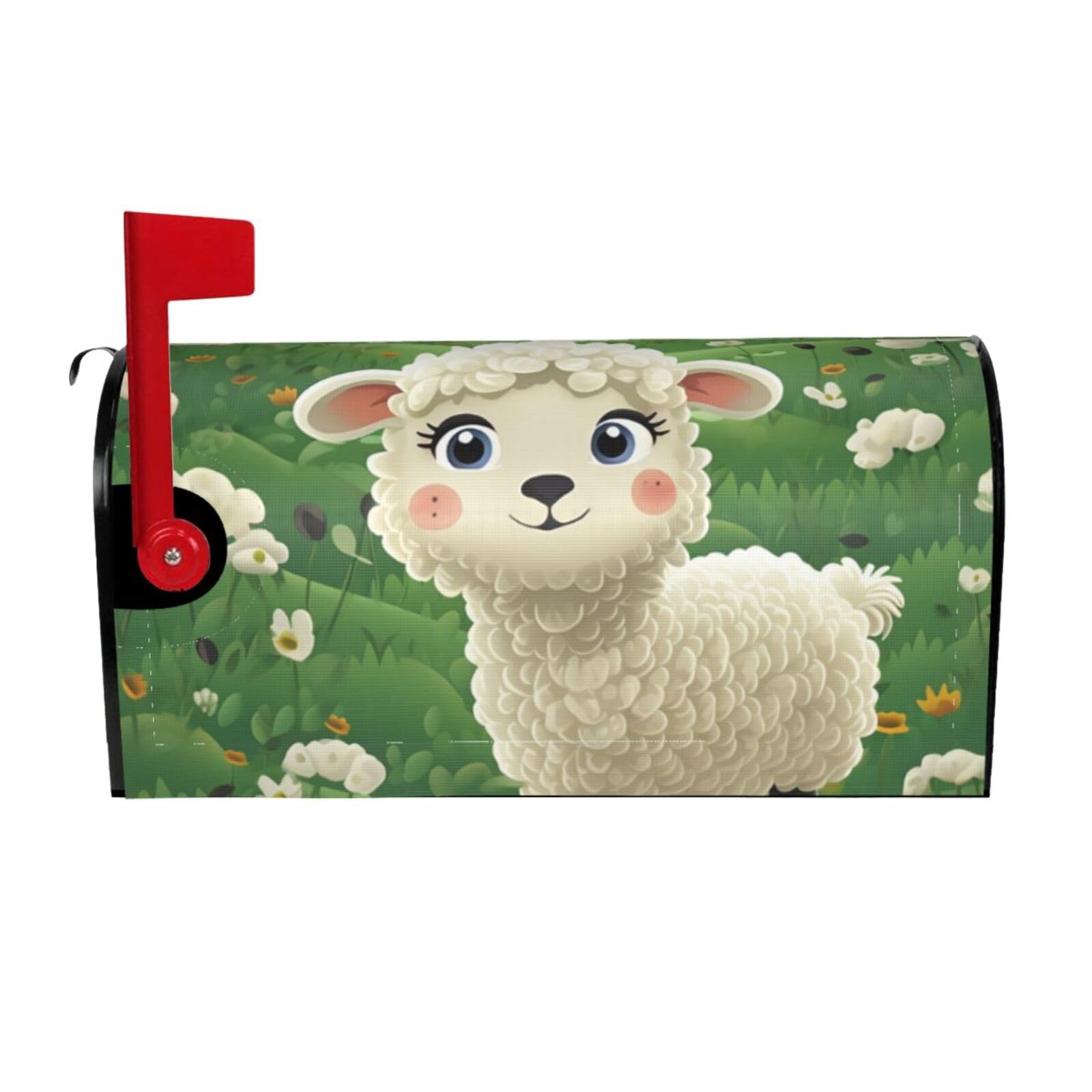 Cute Cartoon Sheep Mailbox Covers Magnetic Wraps Post Letter Box Cover Garden Home Decor 25.5x21 in
