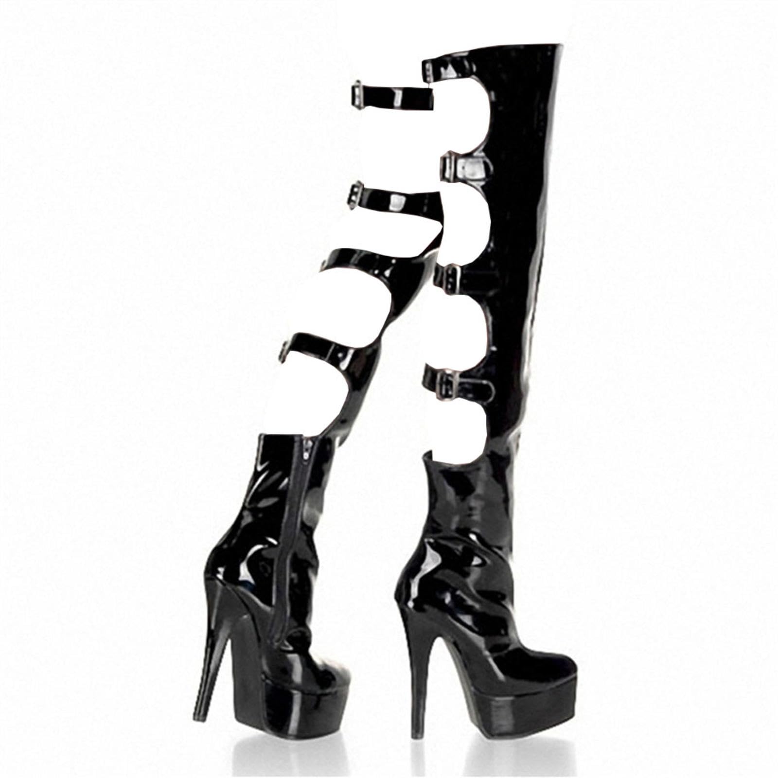 Tacchi Donna Tacchi Alti 15 Cm Stivali da Pole Dance con Tacco Sottile,Black-35