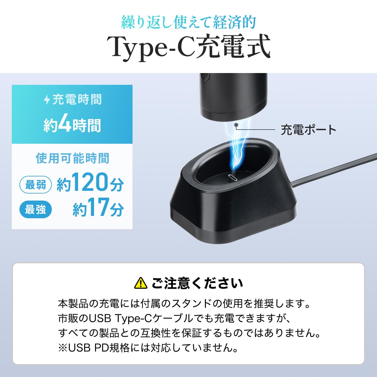 Amazon | サンワダイレクト 電動エアダスター 充電スタンド付 USB-C