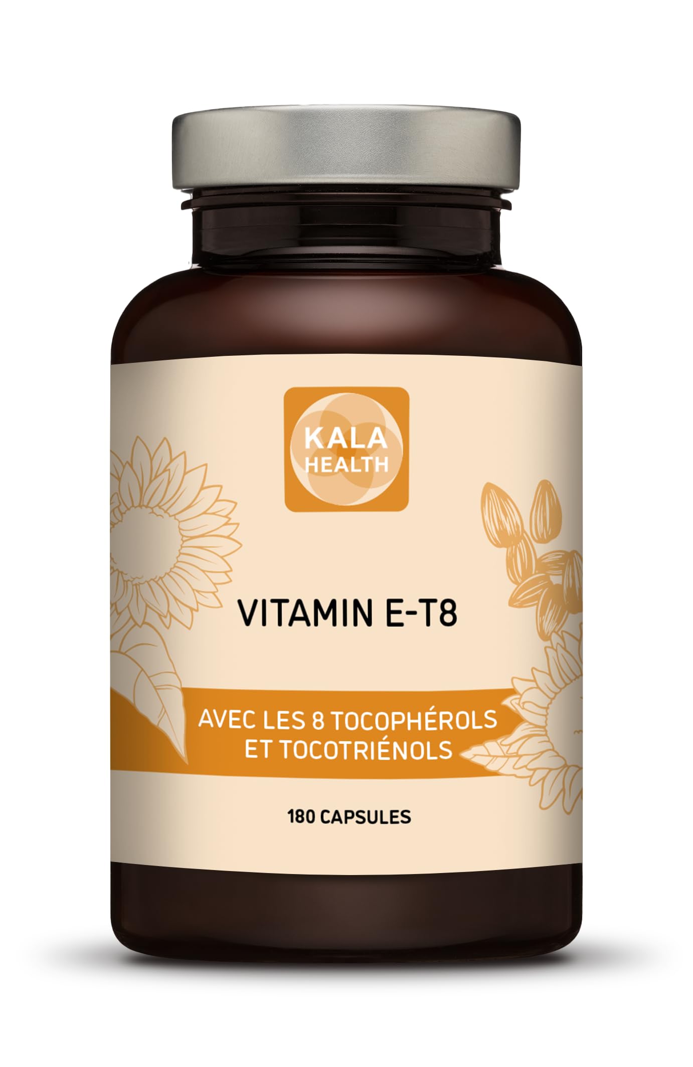 Kala Health Formule Unique avec les 8 tocophérols et tocotriénols de la vitamine E - sans HAP, métaux lourds, contaminants ni conservateurs - Certifié Durable - Cheveux, Cicatrices et Peau (180)