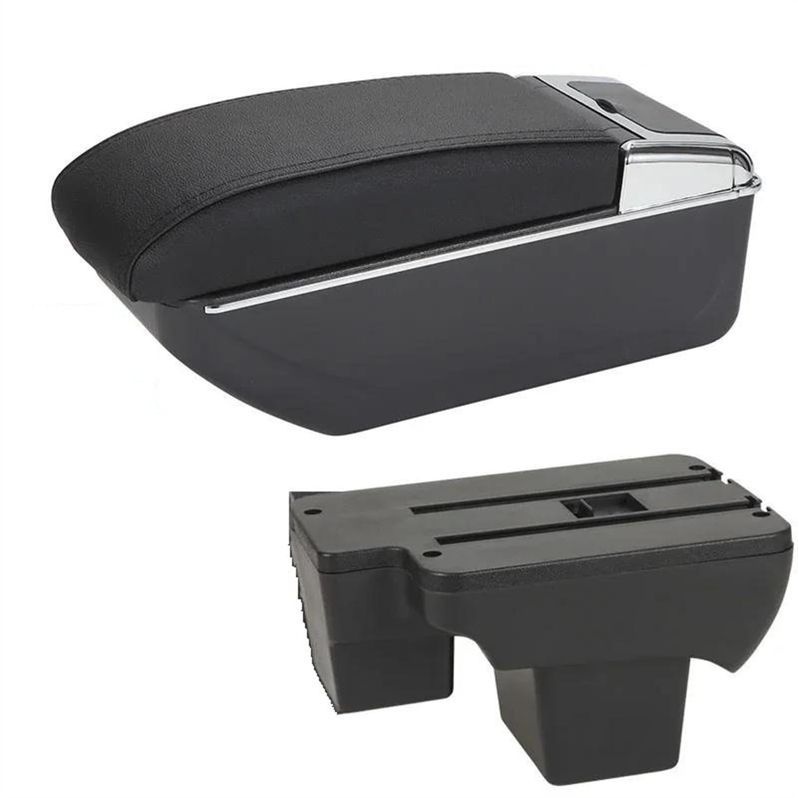 NOHEEU Car Center Console Storage Box Multifunctional Armrest Interior Accessories For Polo 2020-2024(B2 Black line 7USB)