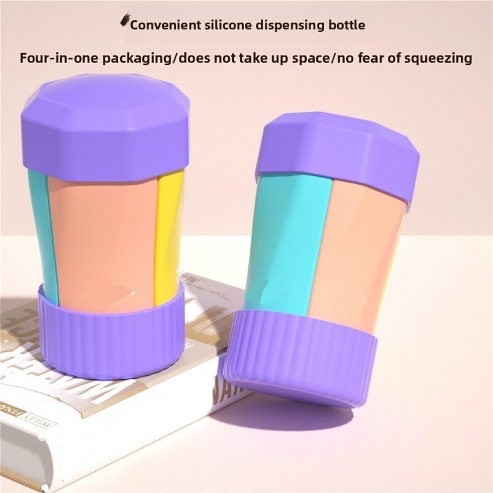 Set di bottiglie da viaggio in silicone 2 pezzi Per Shampoo, Lozione | Contenitore portatile for articoli da toeletta 4 in 1 for shampoo BodyWash da viaggio(Green)