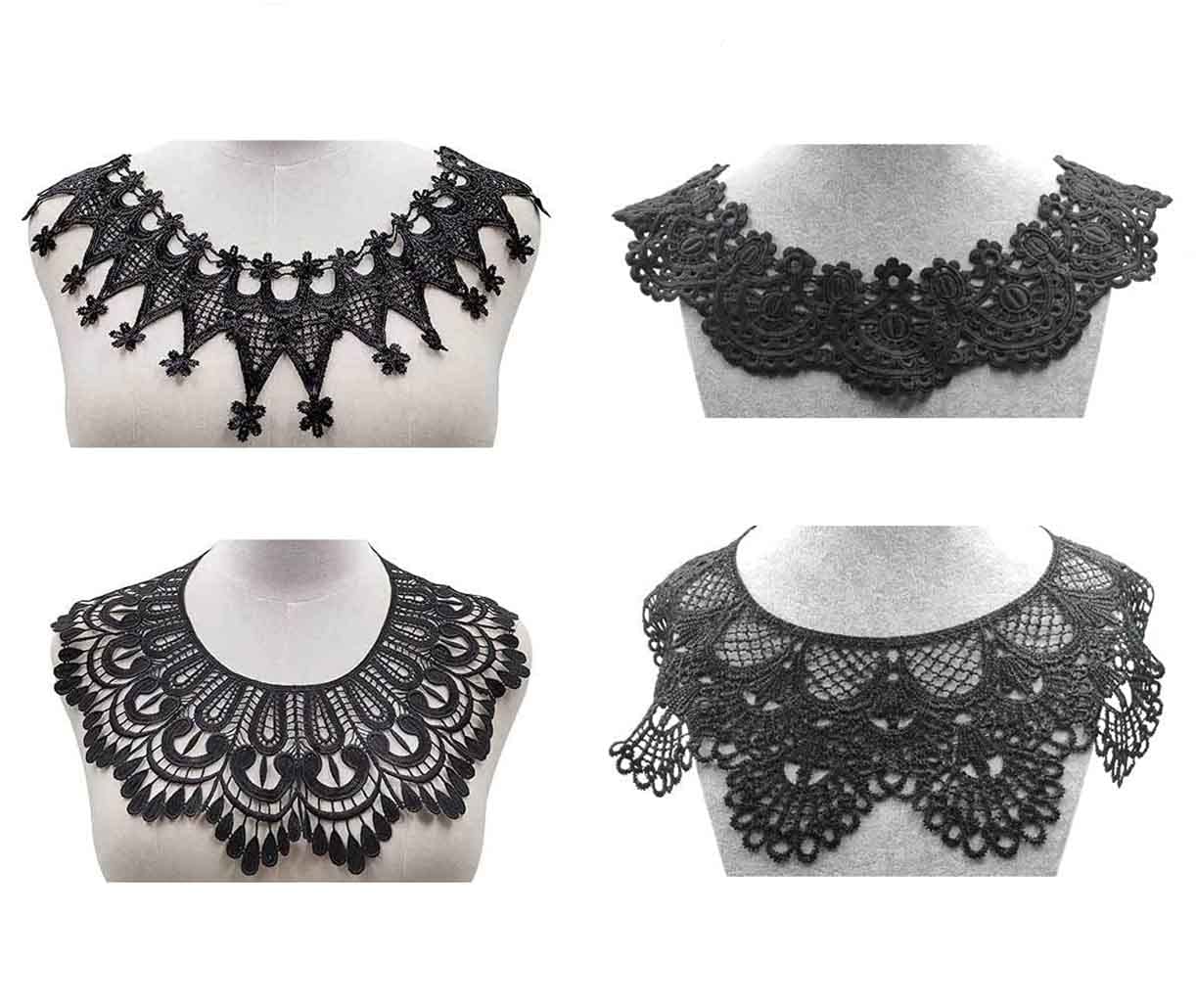 4 Parches De Encaje Soluble En Agua Para Bordar - Apliques Decorativos Para Ropa, Cinturones Y Escotes