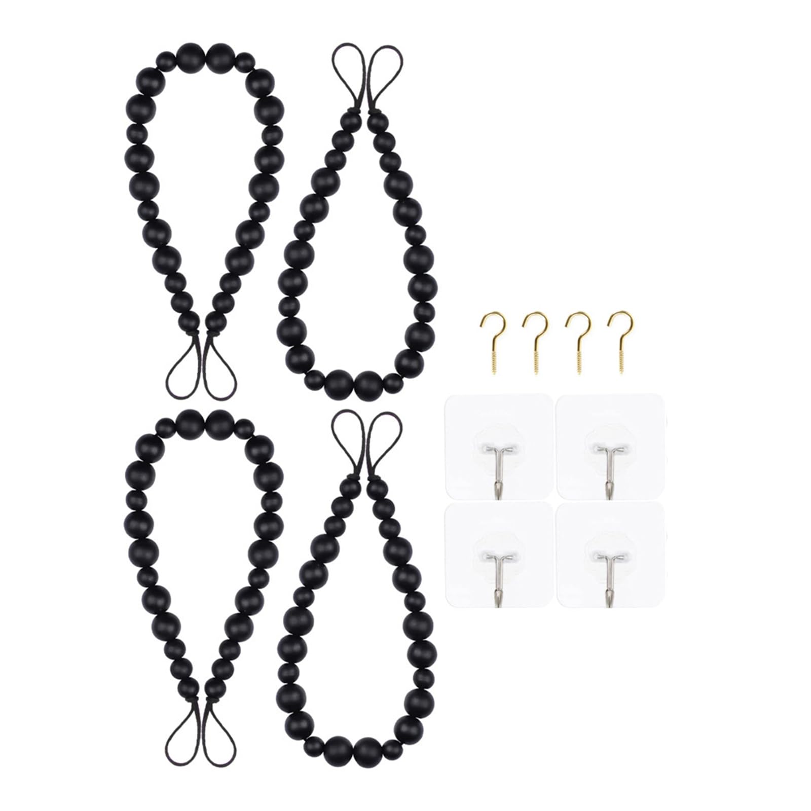 Xinsheinelry Of 4 Wood Bead Curtain Tiebacks, Holdbacks for Home Decoration Multiple Color Not Need Drilling Accessories