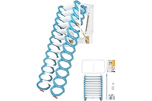 Wall-Mounted Folding Staircase for Attics and Basements: 9.5-10.17ft, Grey