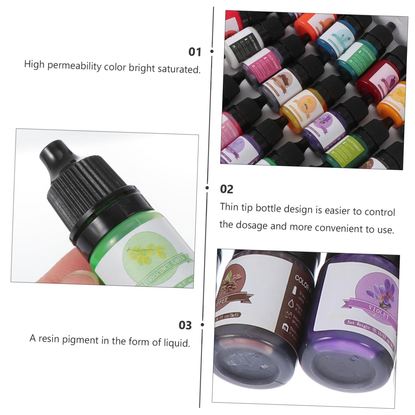Hohopeti 24 Colorantes Líquidos Concentrados de 5 Ml para Resina y Manualidades, Pigmentos Oleosos Mezclables para Fabricación de Joyas y Proyectos DIY
