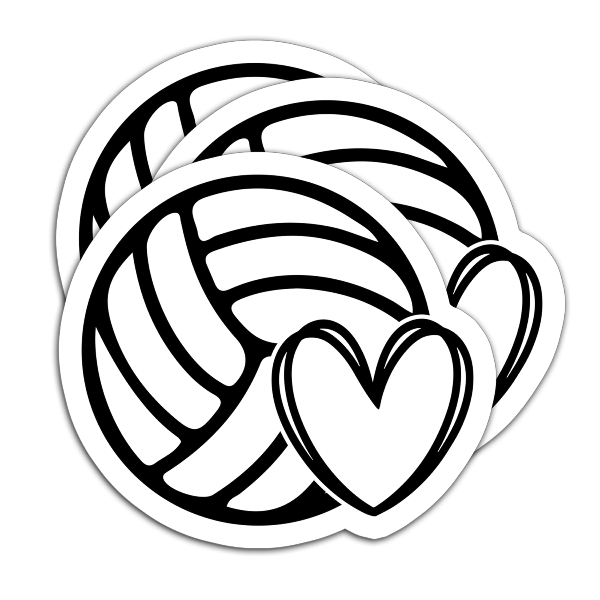 (3PCS) Volleyball Stickers for Water Bottle – Volleyball Heart Sticker, Waterproof Vinyl Decals for Scrapbooking, Tumbler, Phone Case, Laptop, Gifts