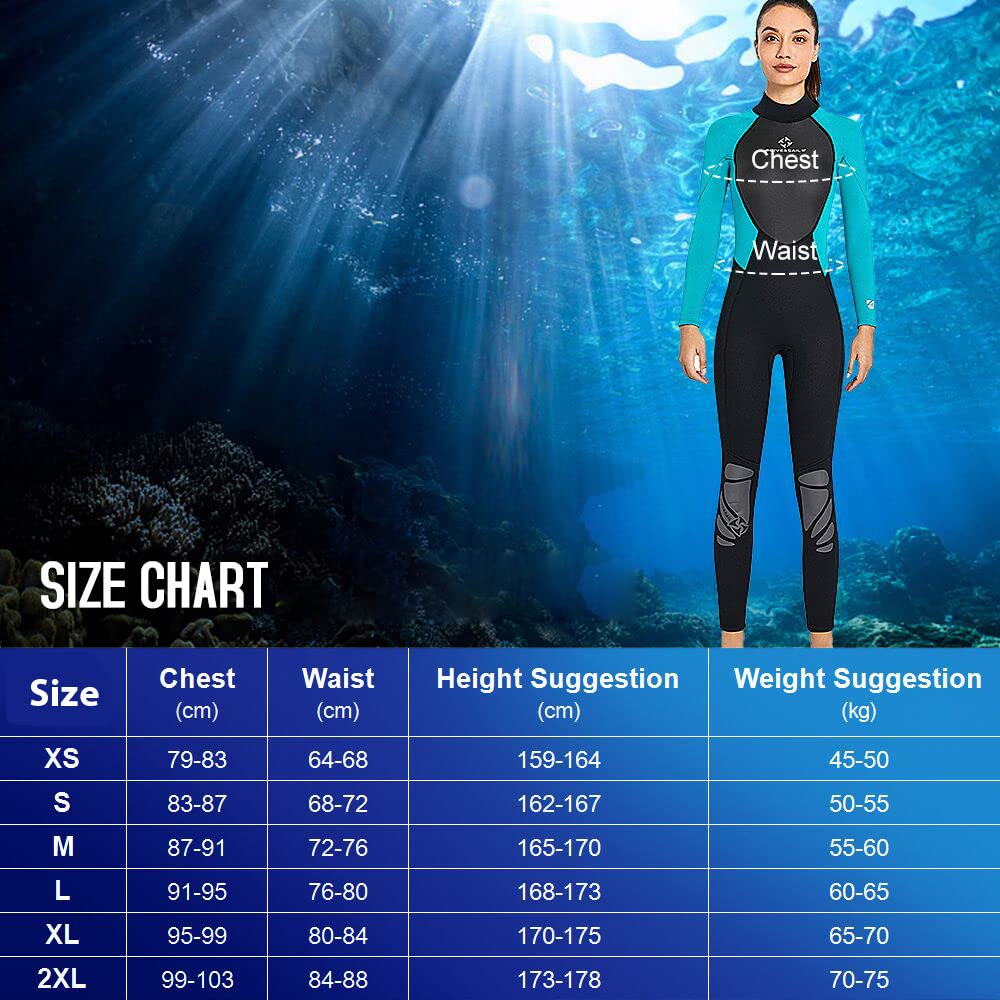 Traje de Neopreno de 3 mm para Mujer, Traje de Buceo de Cuerpo Completo para esnórquel, Surf
