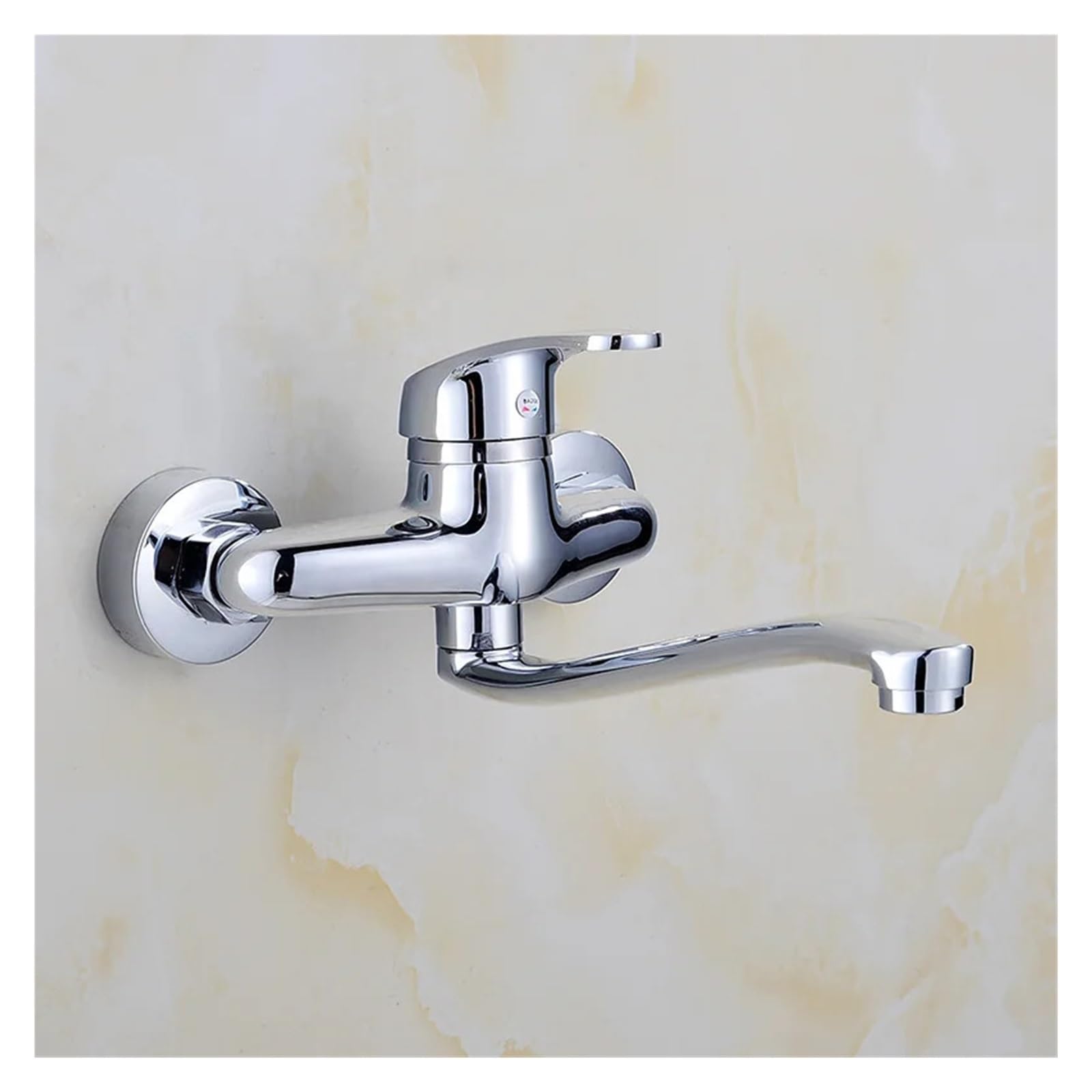 Robinet de cuisine mural double trou pour évier profond et nettoyage de vaisselle
