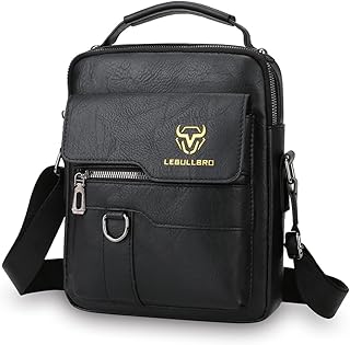 LEBULLBRO Shoulder Bag for Men Crossbody Bags Leather Sling Bag Messenger Bags with Multiple Pockets Business Outdoor