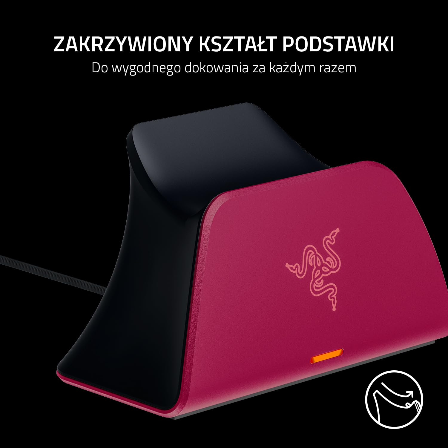 Razer Uniwersalny stojak do szybkiego ładowania - do kontrolera DualSense PlayStation 5 (szybkie ładowanie, zakrzywiona konstrukcja kołyski, zasilany przez USB, nawigacja jedną ręką) Cosmic Red