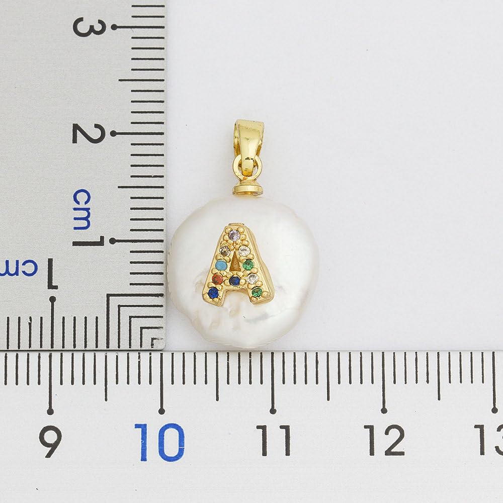 Collares for mujer, collar con inicial, collar con letras de perlas, colgante de perlas naturales de estilo barroco con letras de diamantes de imitación de colores, elegante collar de joyería de perla