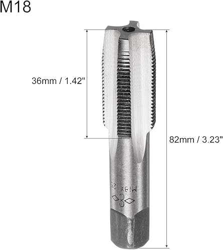 Miniatura 2 de uxcell Métrico M18 Rosca 1.25 paso 4 flautas rectas H2 herramienta de aleación de acero inferior y tornillo cónico juego de roscas para reparar 1 par
