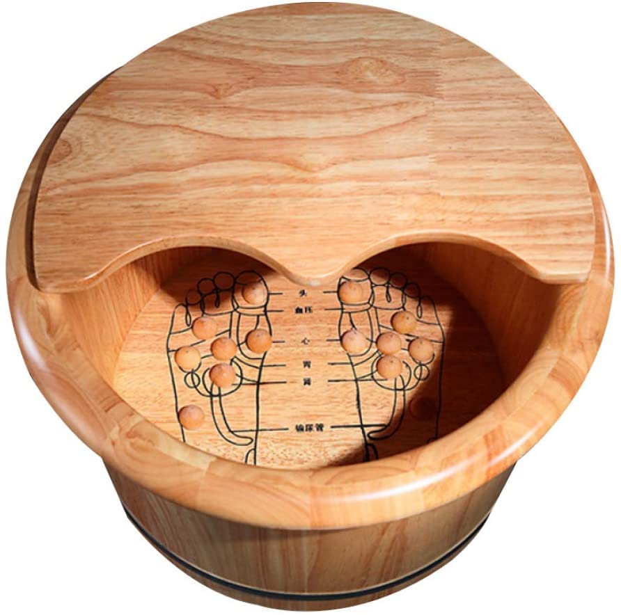 Balde de madera para baño de pies con tapa altura 25 cm