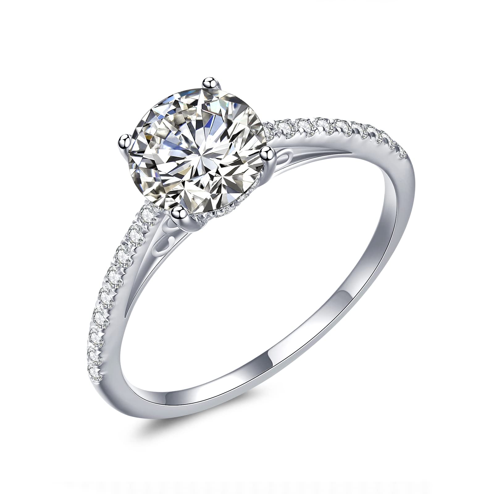 Atylyk1.2 Carat Moissanite Engagement Ring Wedding Promise Gold Plated Sterling Silver Round Solitaire Rings for Women Girls