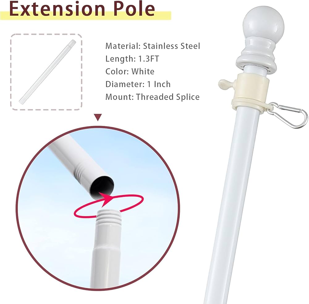 1インチエクステンション　(ホワイト) Amazon.com: Barcetine 1FT Stainless Steel Extension Pole for