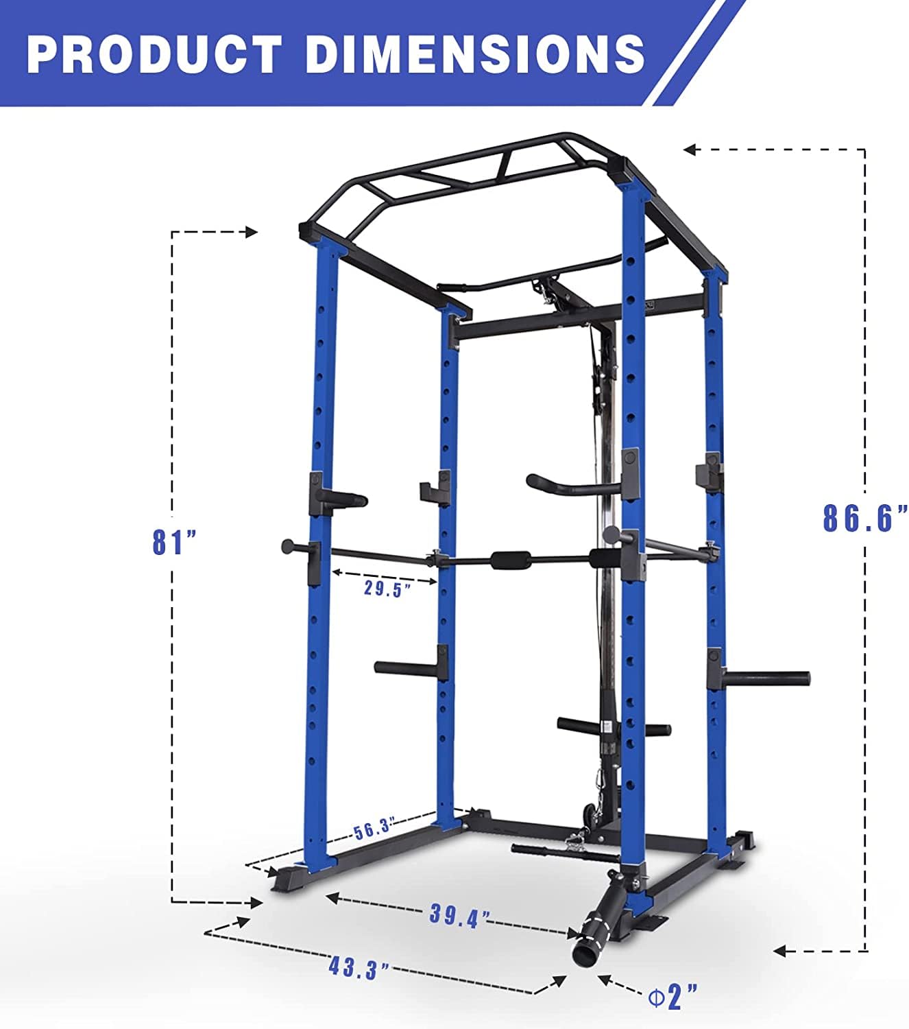 aphrophina Multi-Functional Power Cage for Home Fitness, Strength Training with Adjustable Squat Rack and Pull-up Bar, 1000Lbs Capacity