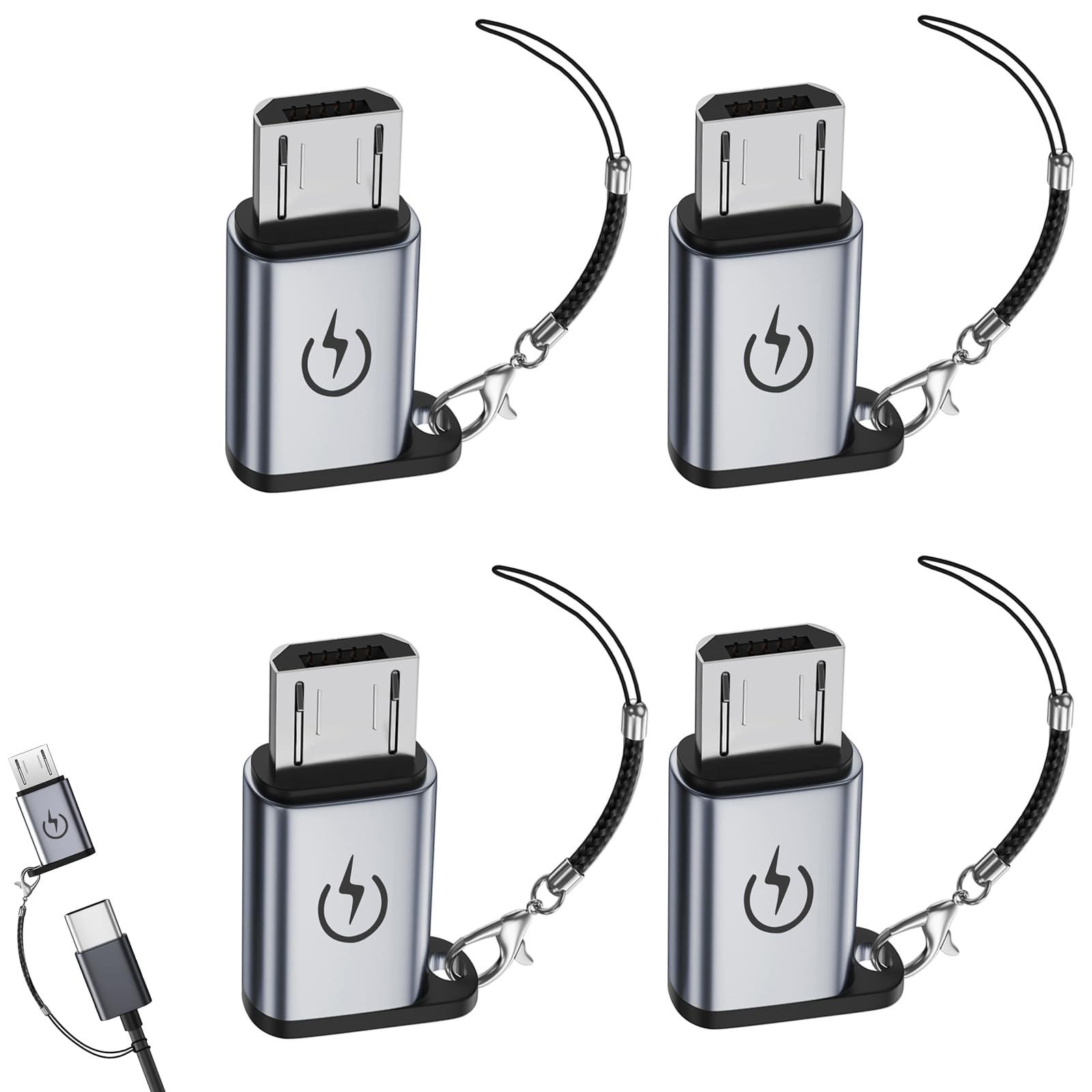 Liaoan USB C to Micro USB Adapter (4 Packs), USB C Female to Micro USB Plug Adapter, Supports 18W Fast Charging, Does not Support OTG Connection, Such