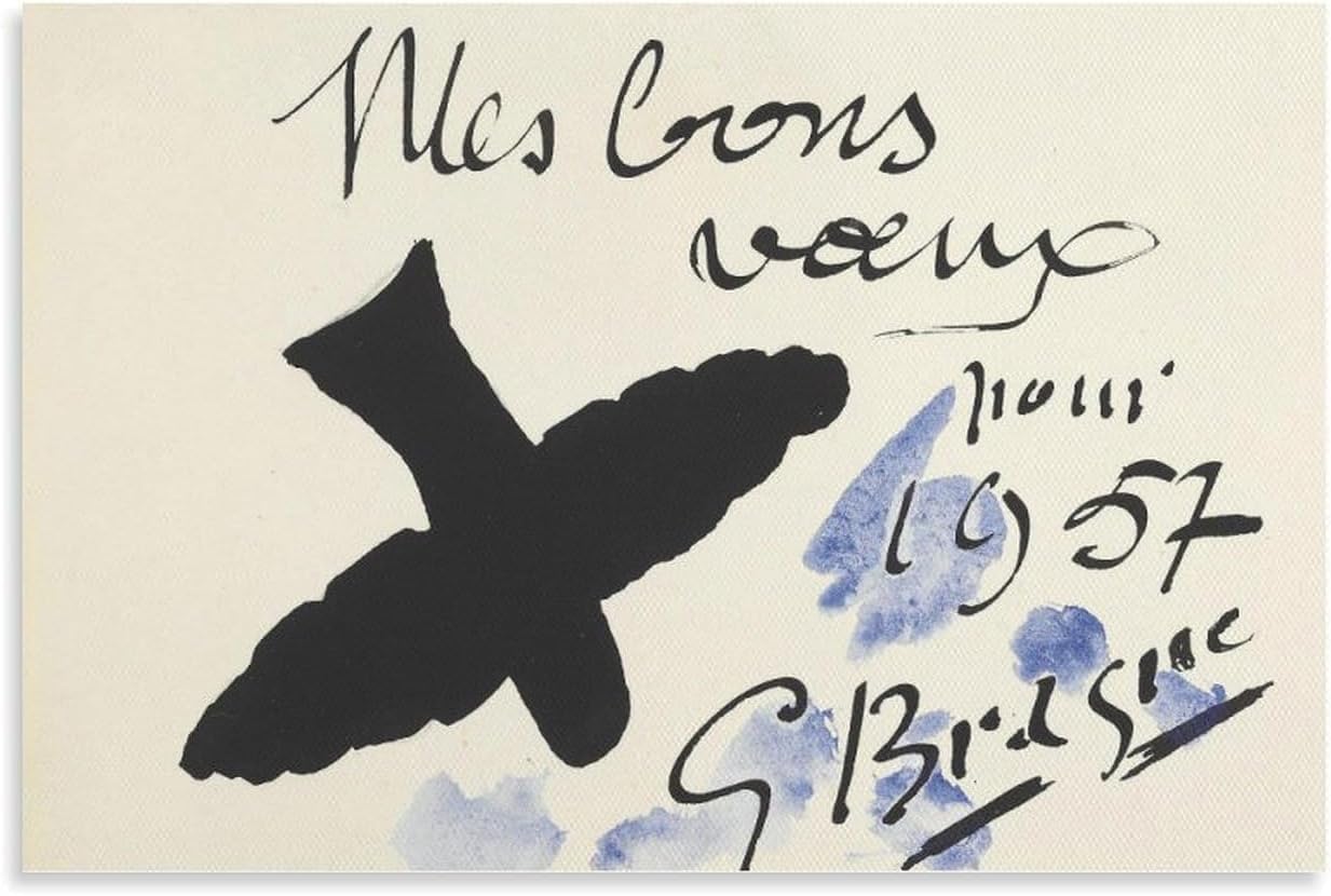 Orjdjz Wxkbl Carte De Voeux by Georges Braque Canvas Poster Vintage Wall Art Painting Georges Braque Prints for Office Home Picture Decor 40x65cm Frameless