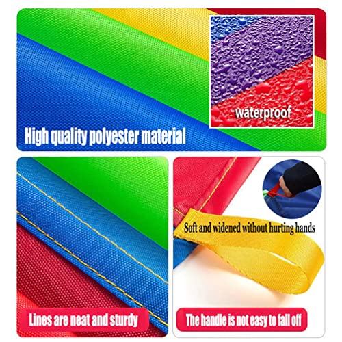 Parachutes Kids Play Rainbow Parachute, Team Play Gymnastiek Parachute Met Bal En Handvat, 2-12M (Grootte: 3.6m/11.81ft) - Image 7