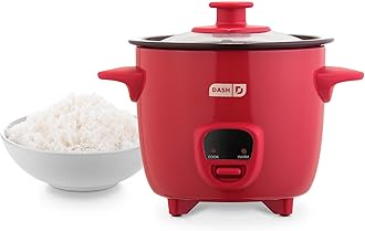 Dash Mini Rice Cooker - Designed for Single-Serve Cooking - Compact Rice Cooker with Nonstick Removable Pot, Keep Warm Function & Easy-to-Clean Sleek Design - Red