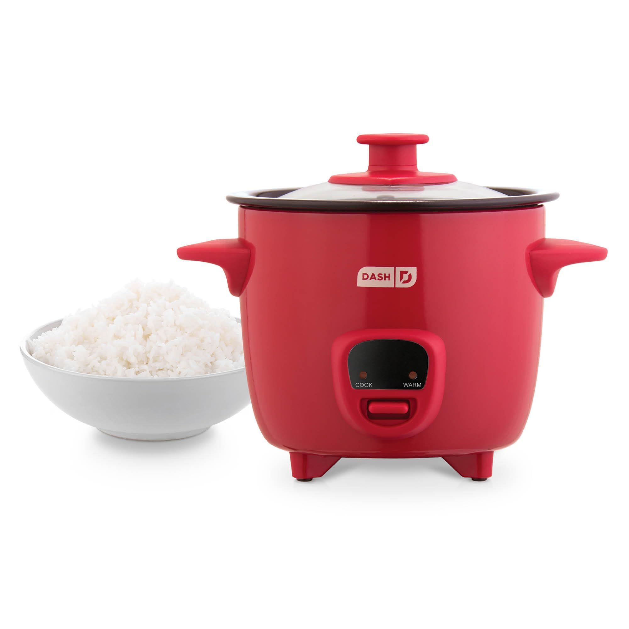 Dash DRCM200GBRD04 Mini Rice Cooker Steamer with Removable Nonstick Pot, Keep Warm Function & Recipe Guide, 2 Cups, for Soups, Stews, Grains & Oatmeal, Red