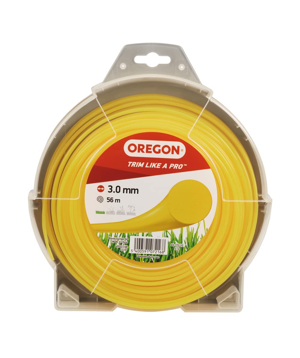 Oregon Hilo para Desbrozadora, Recambio de Hilo de Nylon para Cortacésped, Jardinería y Bricolaje, Universal, Hilo Redondo, Bobina de 3 mm x 56 m, Color: Amarillo (69-370-YE)