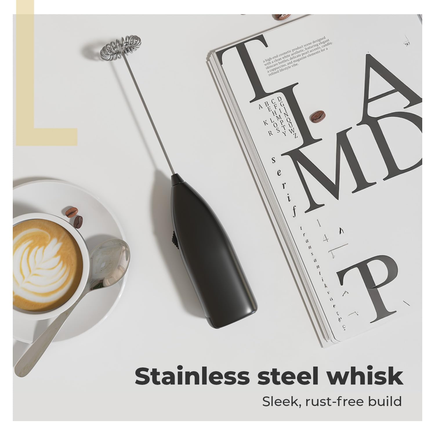 Lifelong Battery Operated Milk Frother | One Button Operation | Handheld Coffee Frother | Stainless Steel Whisk | Electric Foam Maker for Coffee, Latte, Cappuccino, Hot Chocolate | Café-Style at Home 2