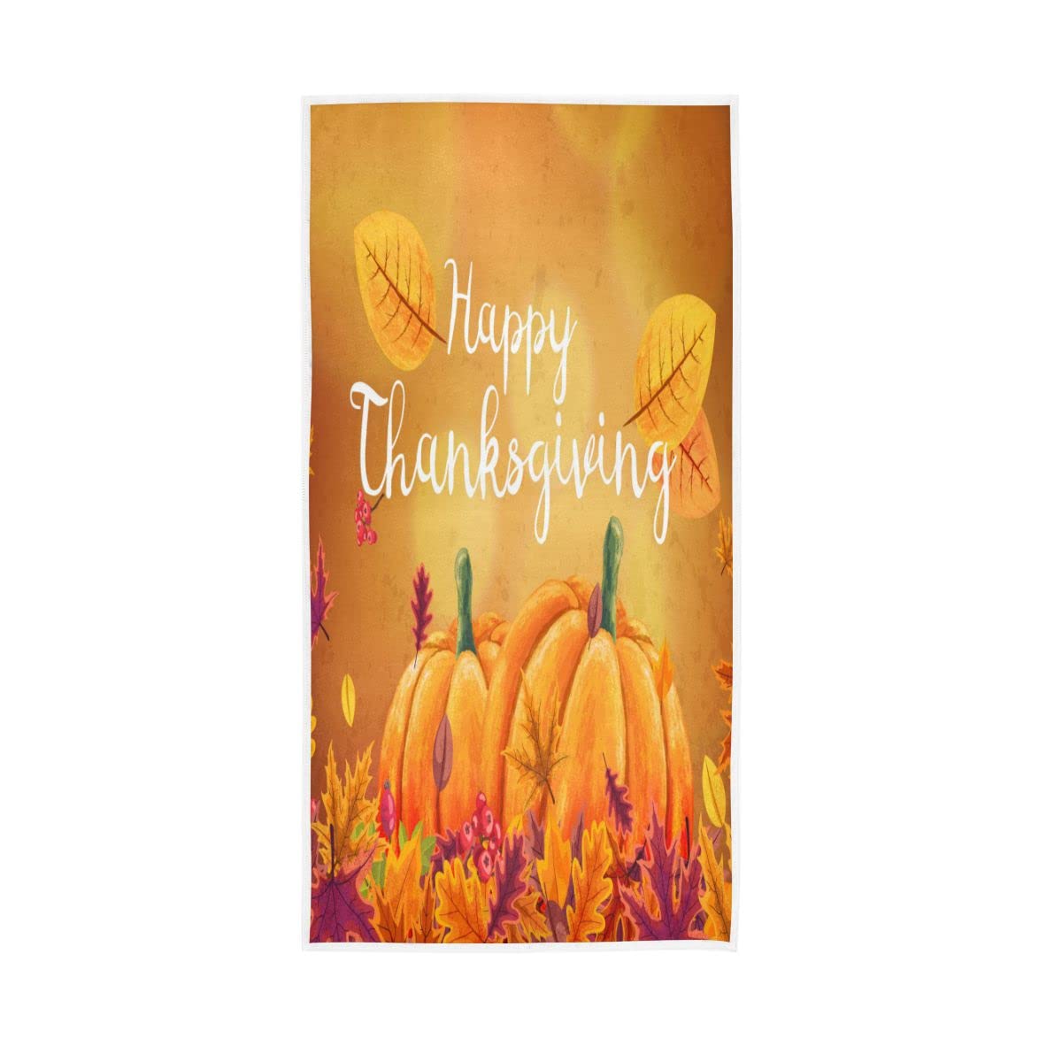 HUYGD Happy Thanksgiving Autumn Leaves Soft Bath Towel Large Hand Towels for Bathroom Hotel Gym Spa 30"x15"