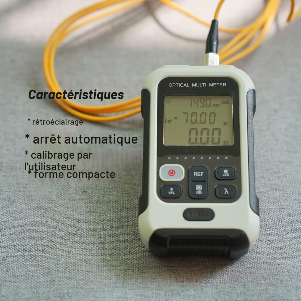 Compteur de puissance optique avec localisateur de défaut visuel VFL et RJ45 câble Tracker Power Meter Fibre Optique multifonction alimenté par batterie lithium-ion (AT-TM570OPMVFL)
