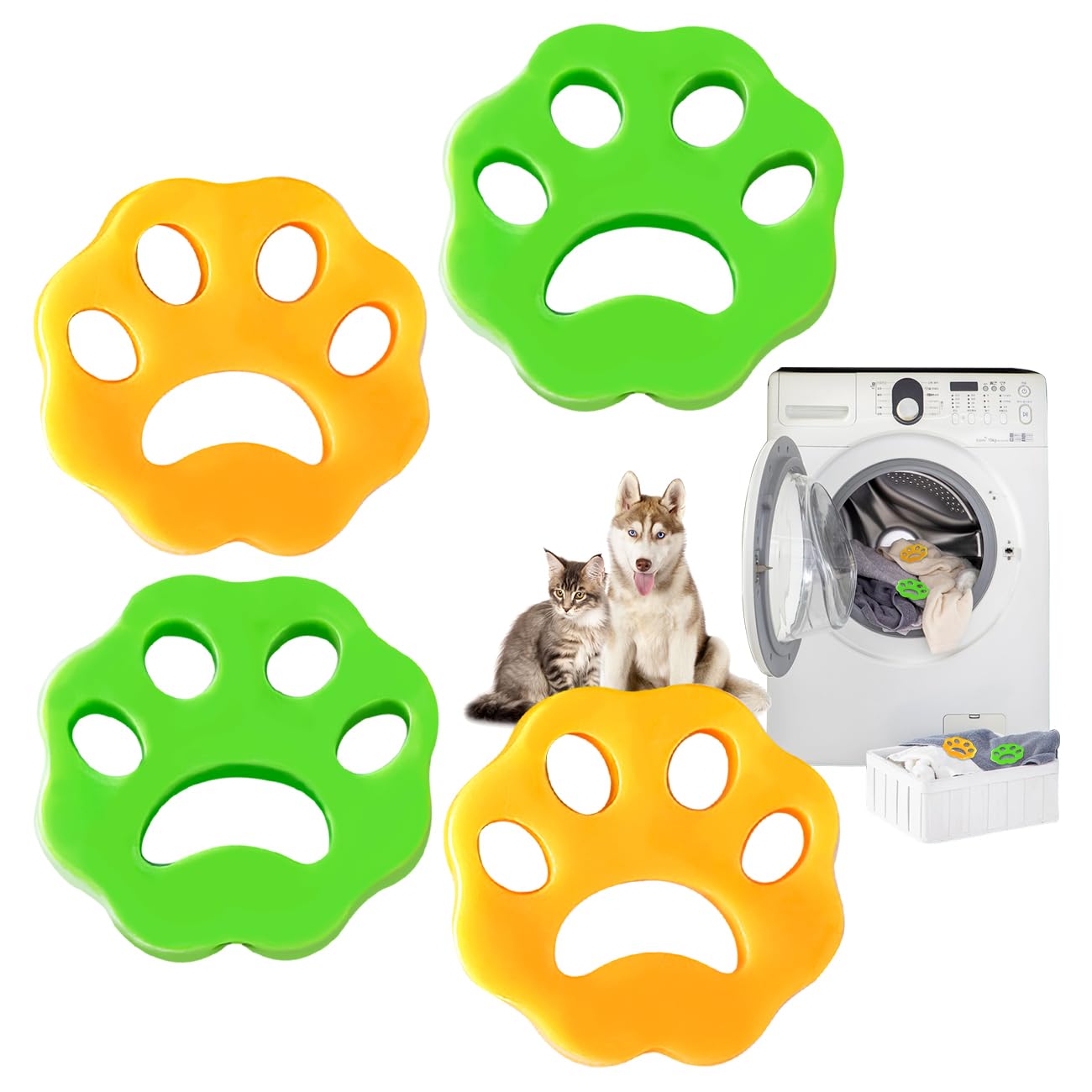NANQUAN Atrapa Pelos Lavadora,Reutilizable Quita Pelos Mascota,Removedor de Pelo para Mascotas de Lavandería,Bolas Atrapa Pelos para Lavadora,4 Unidades