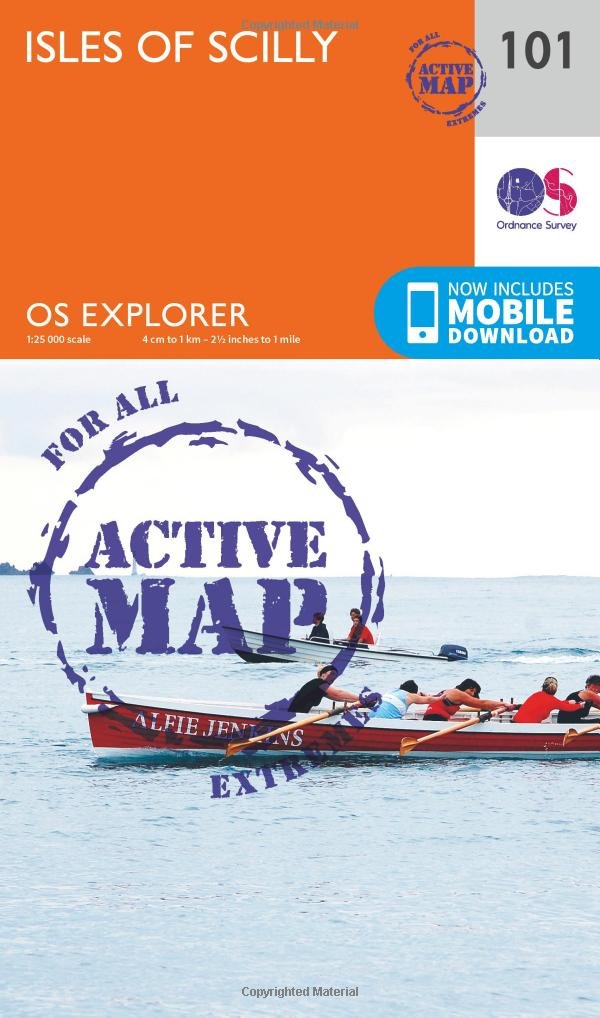 Ordnance Survey Explorer Active 101 Isles Of Scilly Map With Digital Version Orange