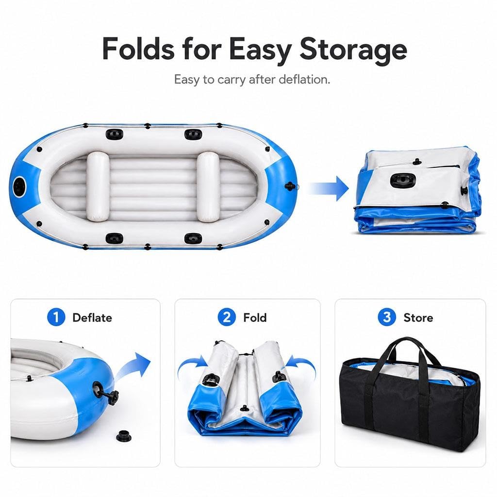 Kayak Inflable Espacioso para 3 Personas, 5 Cámaras De Aire