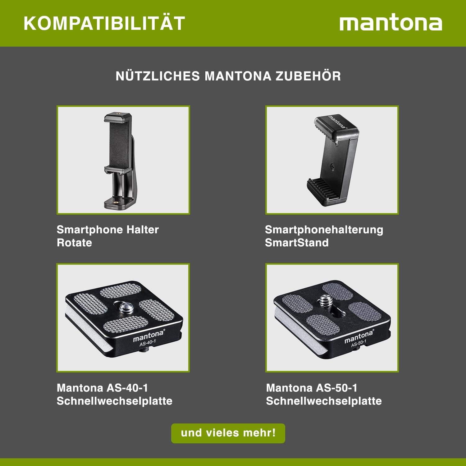 Mantona 21186 kaleido mini Foto-/Tisch- und Travelstativ inkl. Kugelkopf mit Schnellwechselplatte und Transporttasche lindgrün/metallic