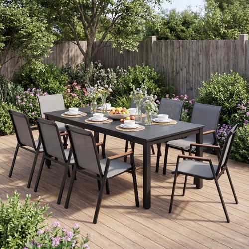 COSTWAY Gartenstühle 4er-Set stapelbar mit Armlehnen – Bild 2