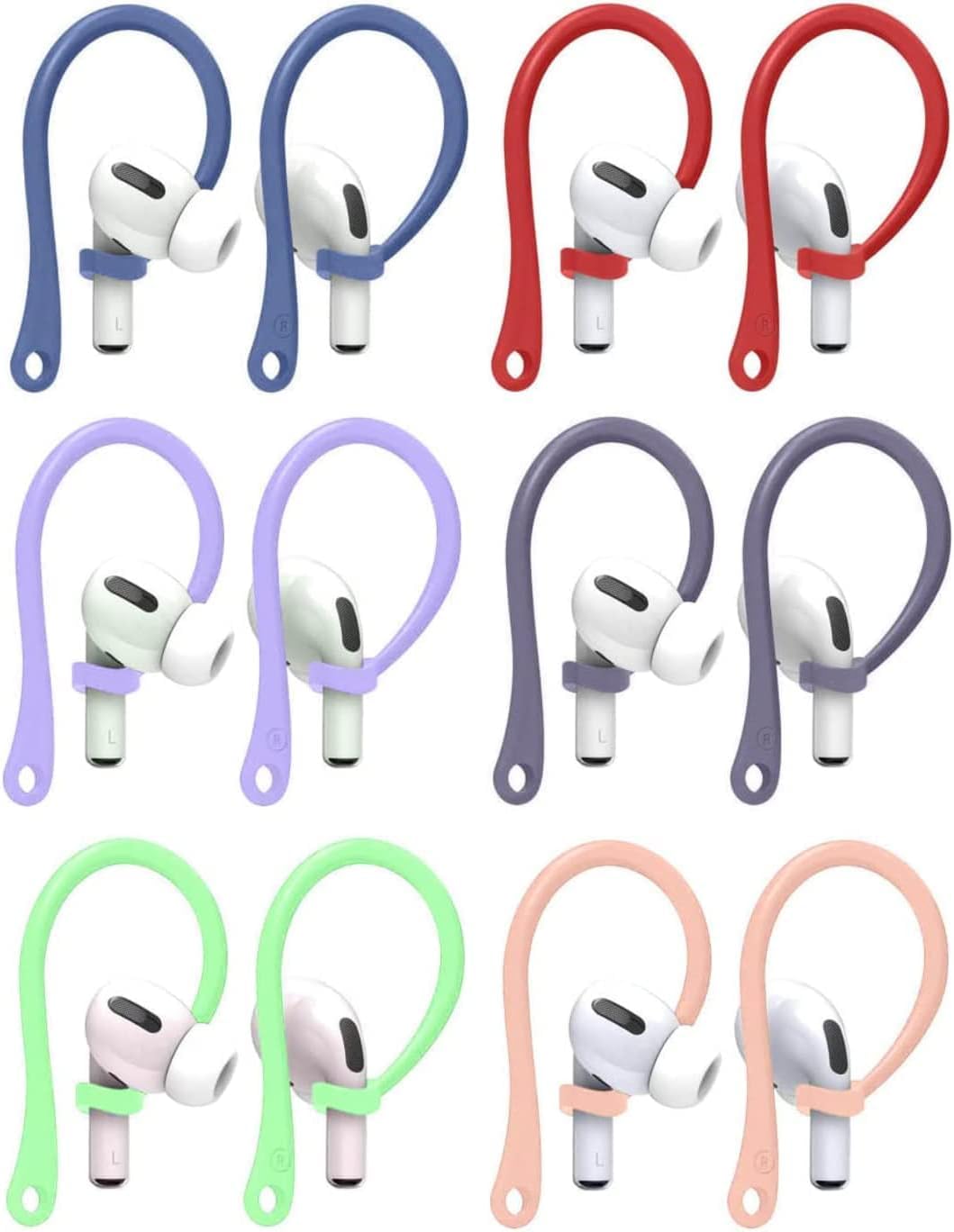 ALXCD Ear Hooks Compatible with AirPods 4 4th Gen, 6 Pairs Anti-Slip Soft Silicone Earhook Repalcement Earhooks Earbuds Hook Compatible with AirPods 4 722 6 Pairs 6 Colors