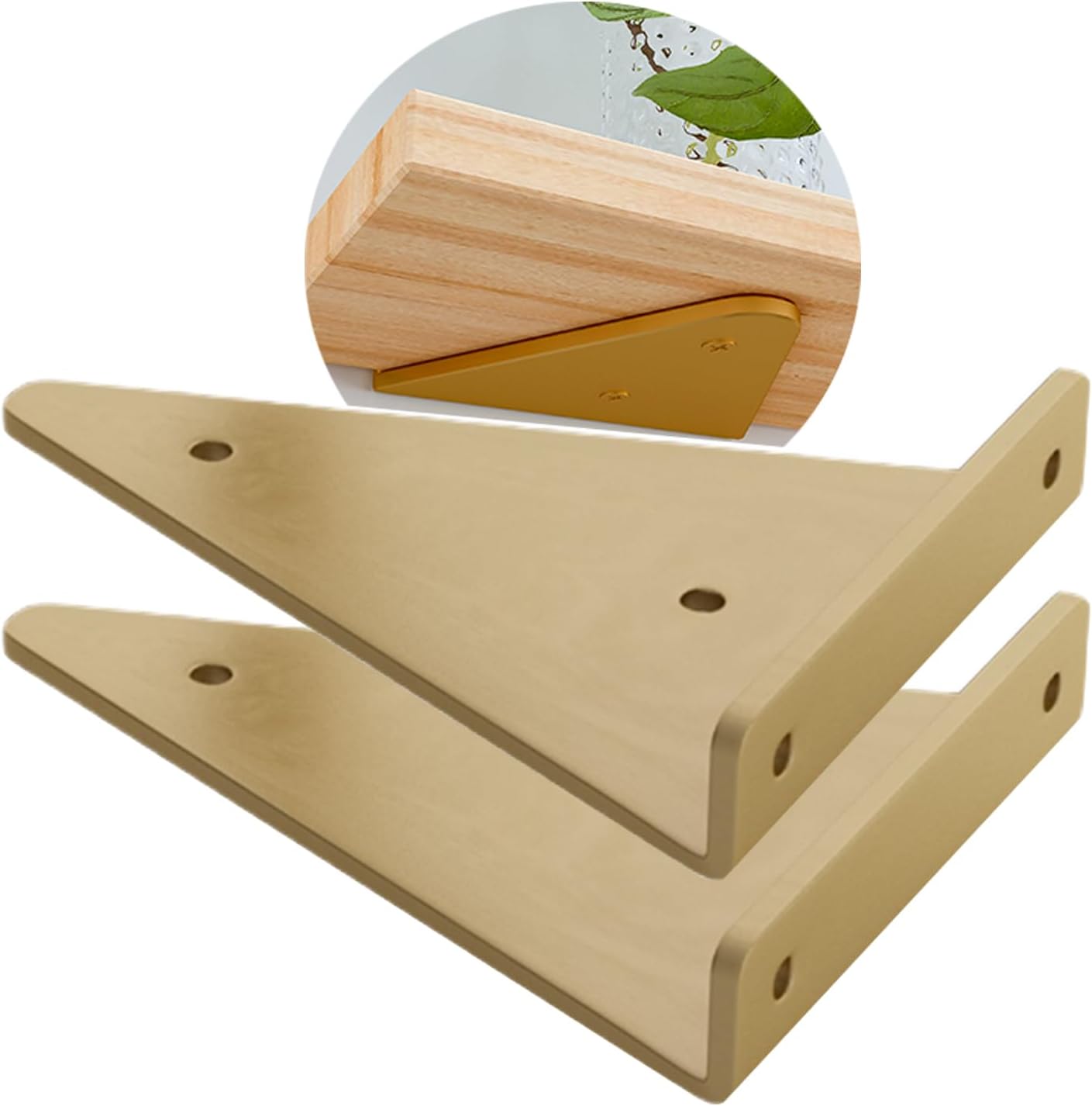 Shelf Brackets,2 Pieces Shelving Brackets Triangle,Support Wall Hanging Metals,Scaffold Boards for Kitchen,Living Room,Countertop (13×14cm,Gold) (Color : Gold, Size : 13x ( Color : Gold , Size : 13x14