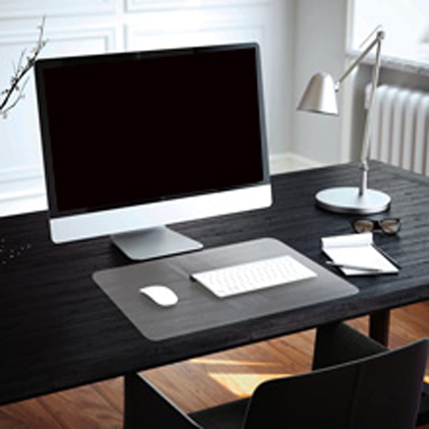 Sous-main de bureau transparent givré à bords ronds - Imperméable - Doux - Antidérapant - Durable - 120 x 60 cm