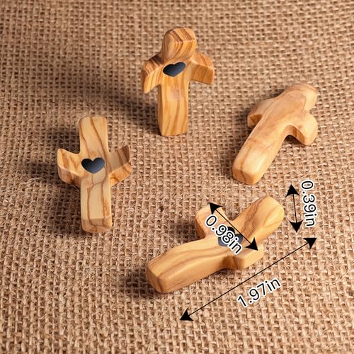 Image of Cross My Heart /Encouragement Gift Wooden Pocket Stress Fidget Cross Wood Christian Religious Gift(Olive 5pcs)