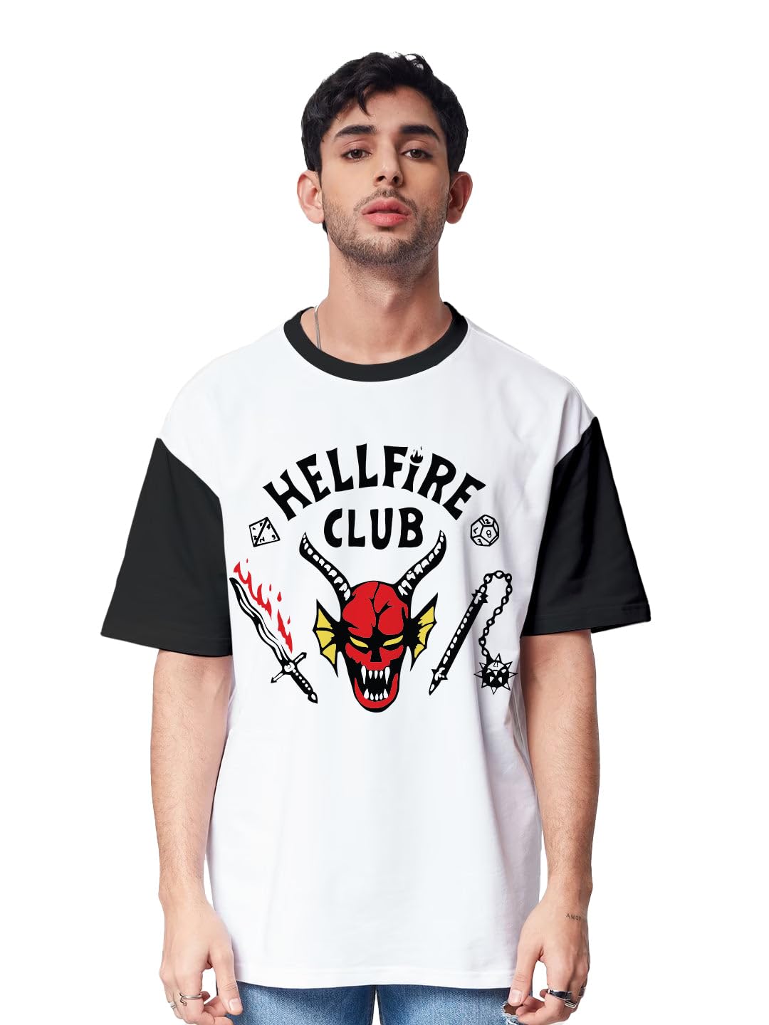 Hellfire Club Oversized T-Shirt- White-image-0