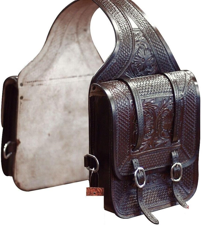 Premium Western Leather Saddle Bag for Horse Carrier Equestrian Western Horse Saddle Bag Size- Medium. Model-N0-13