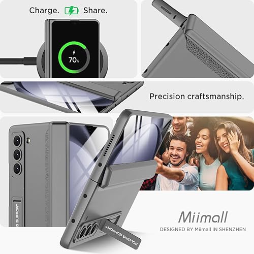 Miniatura 8 de Miimall Funda compatible con Samsung Galaxy Z Fold 5 con soporte, bisagra magnética de protección completa protector de pantalla integrado Funda