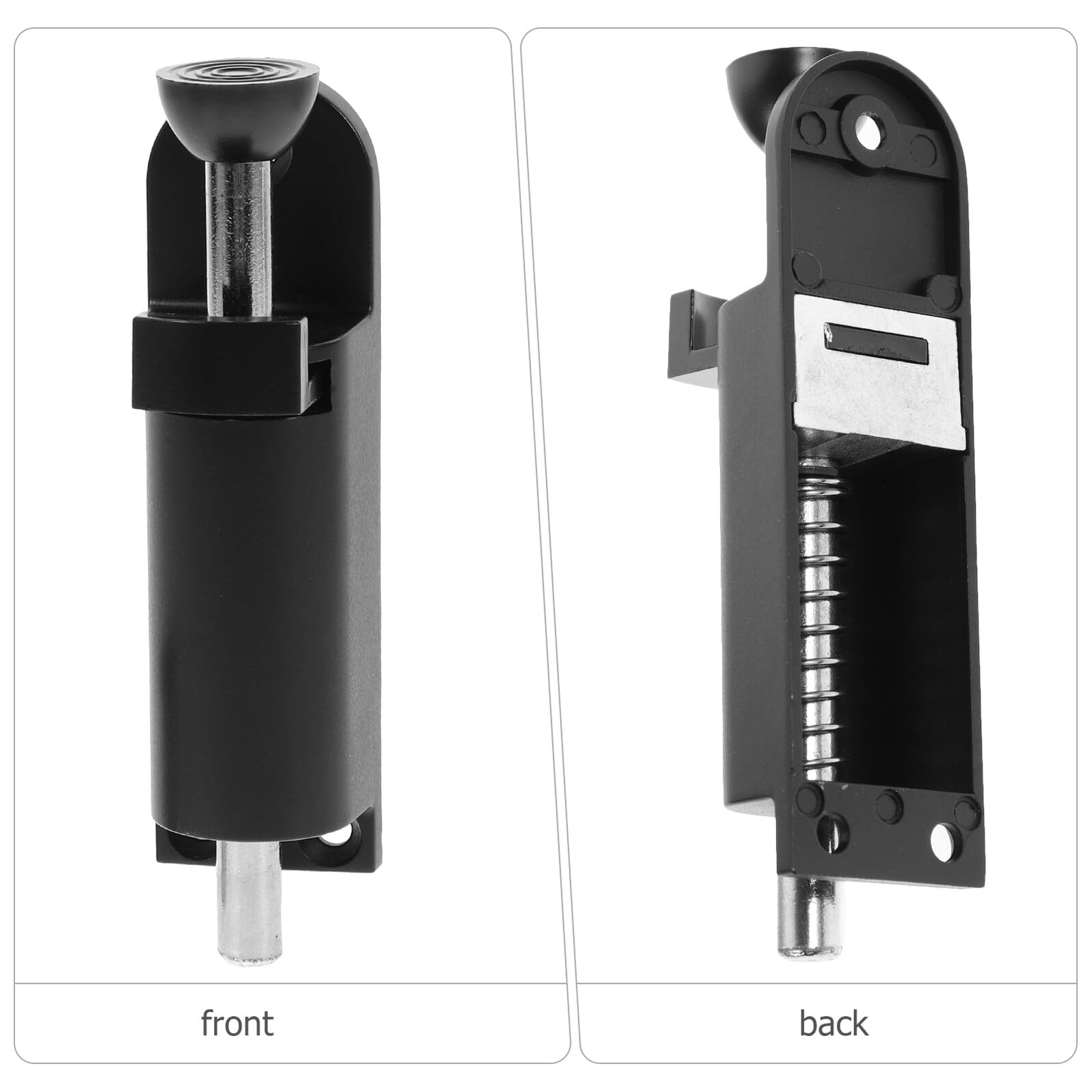 Housoutil Pestillo de Puerta con Resorte de Aleación de Zinc Pestillo Automático sin Perforación para Seguridad Ventanas y Puertas Modelo Pequeño Negro Resistente y Fácil de Usar
