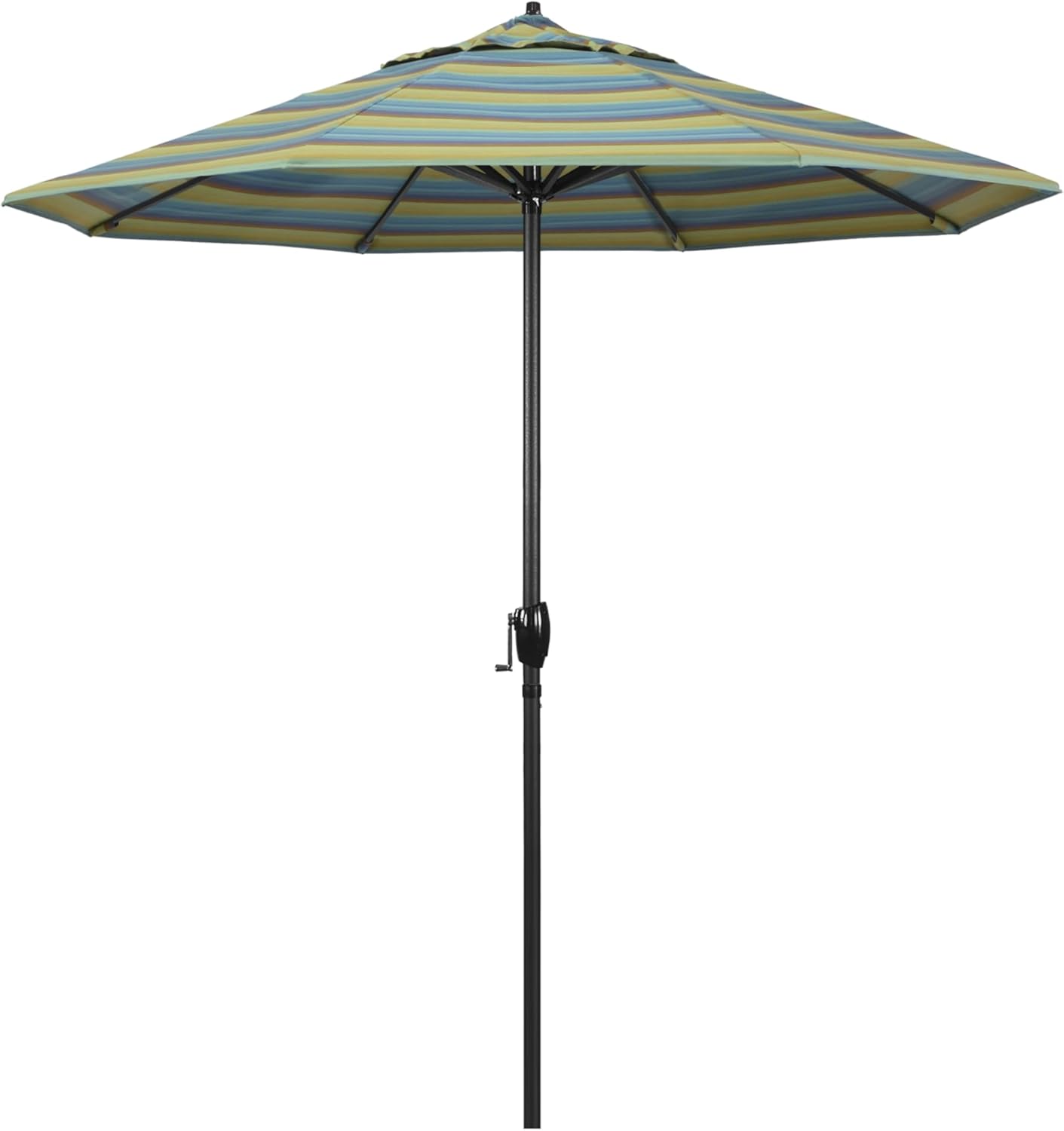 California Umbrella 7.5' Rd Aluminum Patio Umbrella, Crank Lift, Auto Tilt, Black Finish Astoria Lagoon